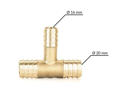T-Verbinder für Kühlwasserleitung Ø 2x 20 mm / 1x 16 mm