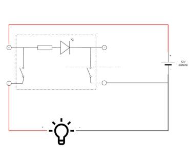 Schalter mit Kontroll-LED 12 V Integro, chrom matt
