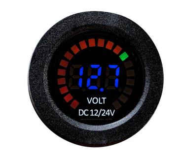 Voltmeter digital 12V / 24V with LED battery level indicator