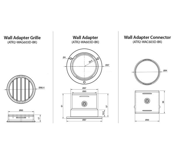 Wandadapter-Auslass-Kit AGC, Ø 60mm (schwarz)
